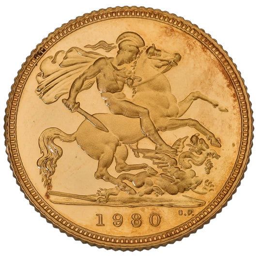 22ct Gold Queen Elizabeth II Half Sovereign Coin 1980