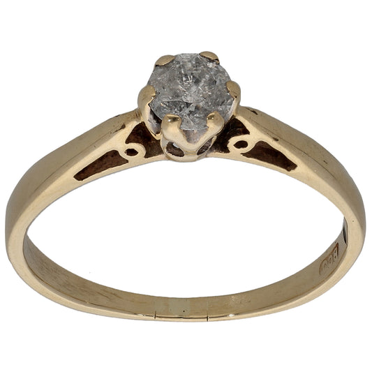 9ct Gold 0.22ct Diamond Solitaire Ring Size L