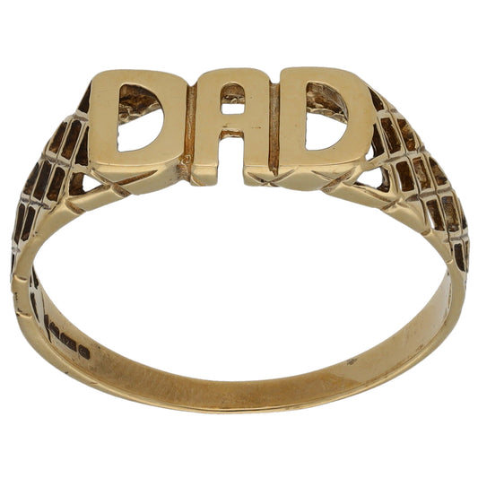 9ct Gold Dad Ring Size V