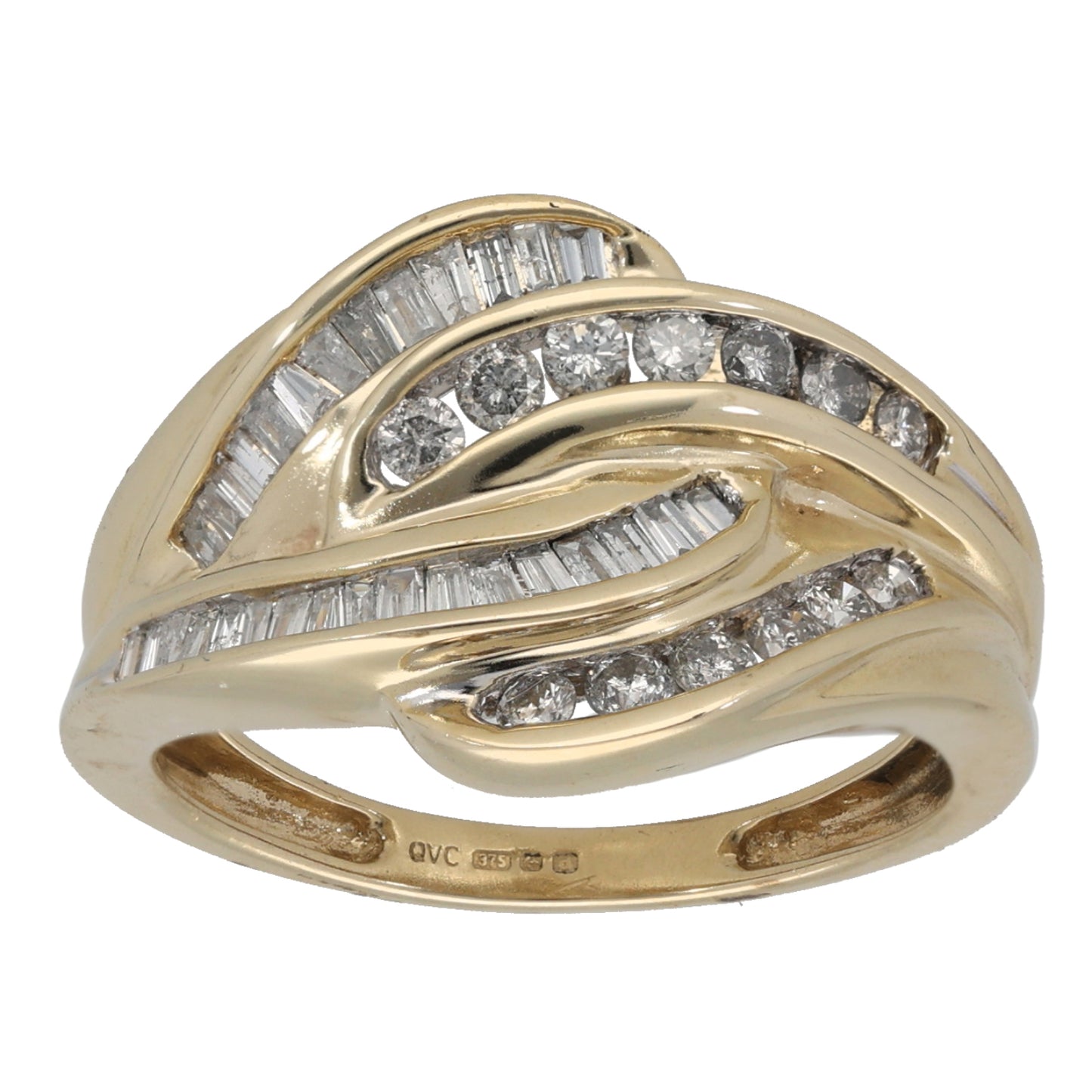 9ct Gold 0.99ct Diamond Dress/Cocktail Ring Size P