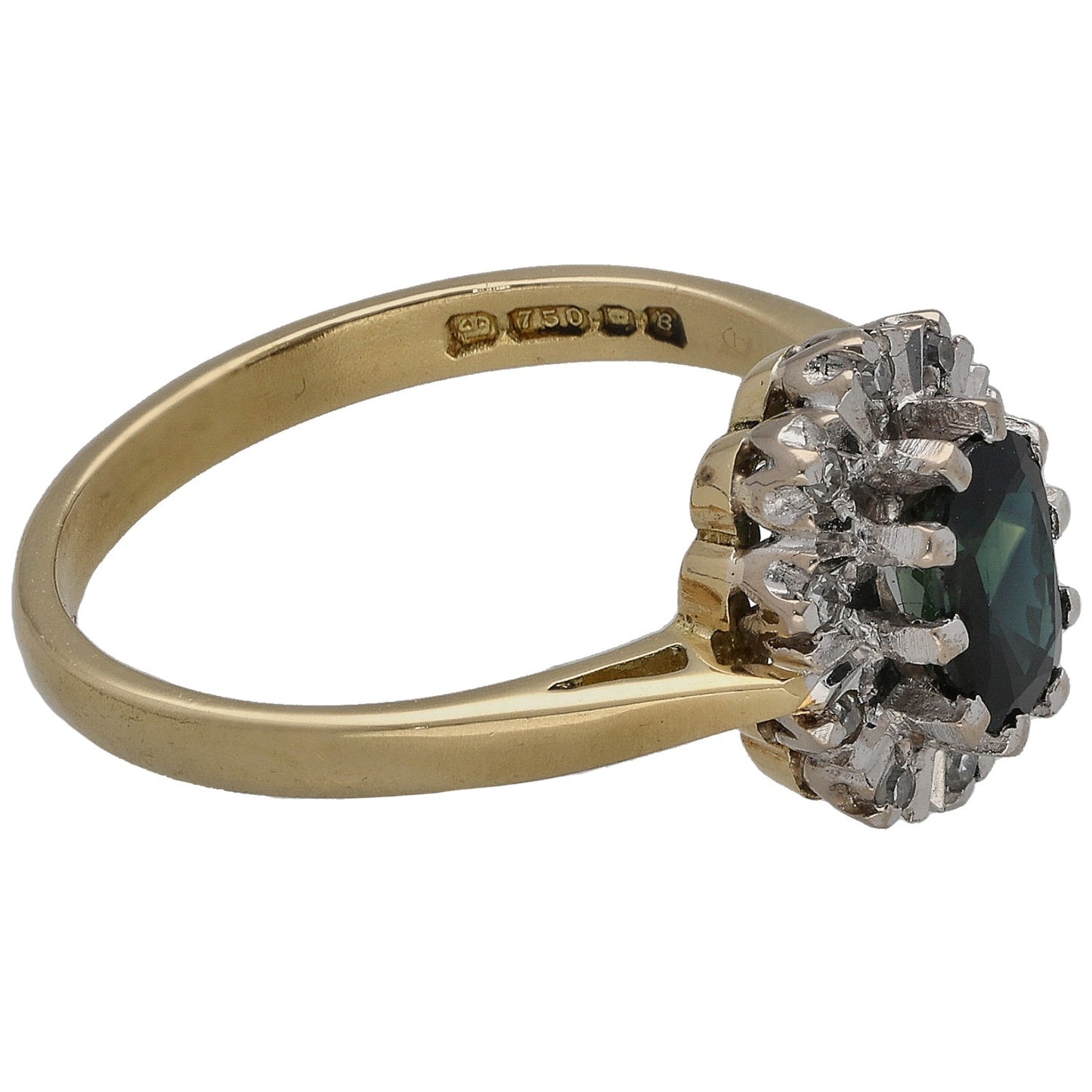 18ct Gold Sapphire & 0.05ct Diamond Dress/Cocktail Ring Size M
