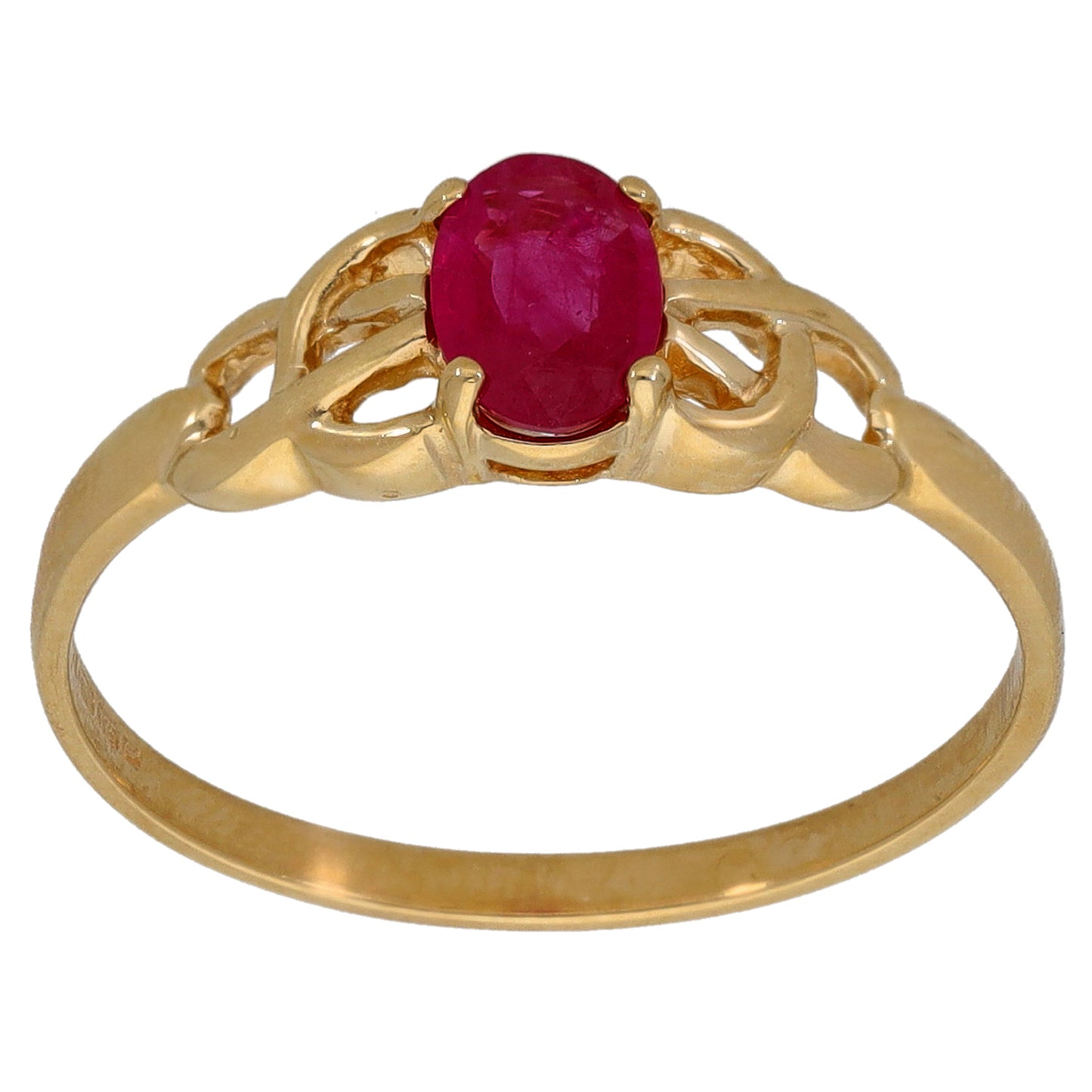 9ct Gold Ruby Single Stone Ring Size O