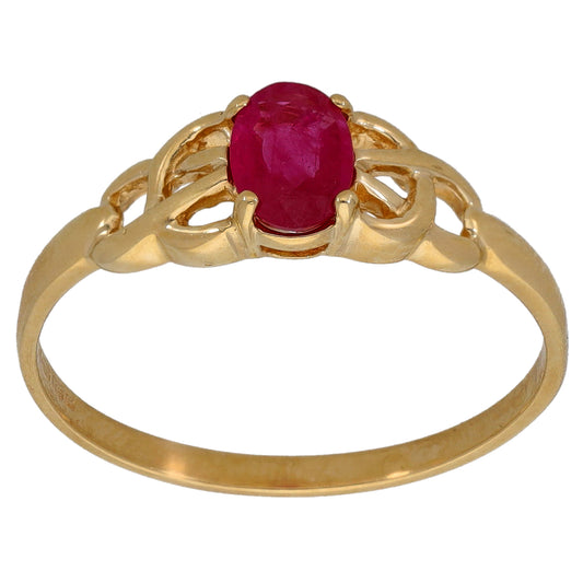 9ct Gold Ruby Single Stone Ring Size O