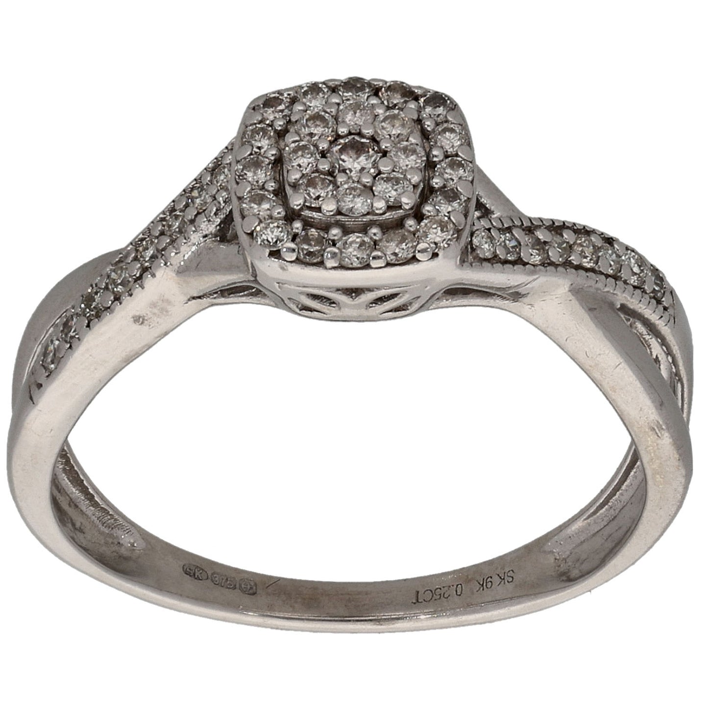 9ct Gold 0.25ct Diamond Cluster Ring Size M