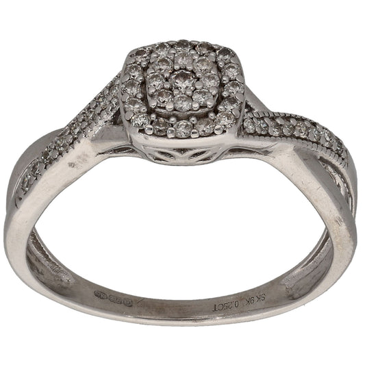 9ct Gold 0.25ct Diamond Cluster Ring Size M