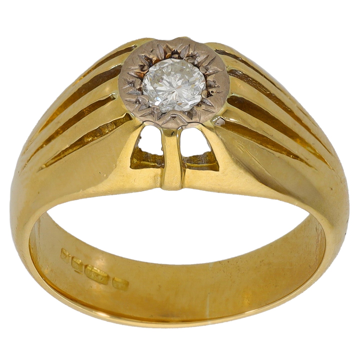 18ct Gold 0.15ct Diamond Solitaire Ring Size M
