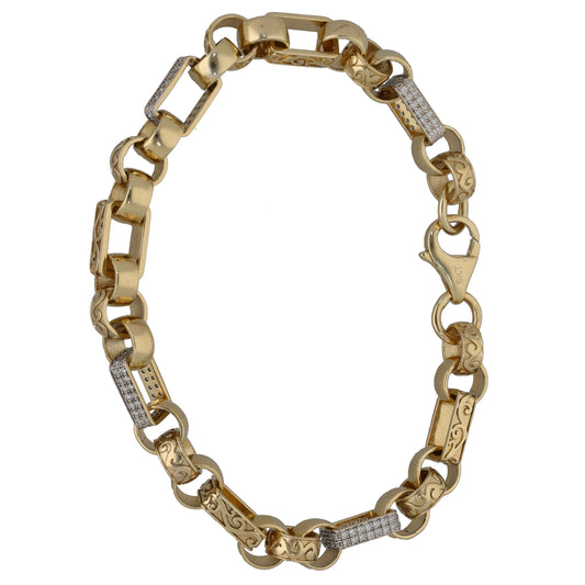 9ct Gold Cubic Zirconia Belcher Bracelet