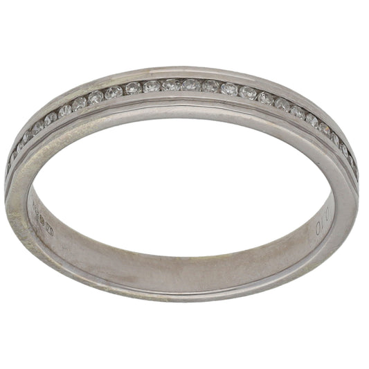 9ct White Gold 0.10ct Diamond Half Eternity Ring Size L