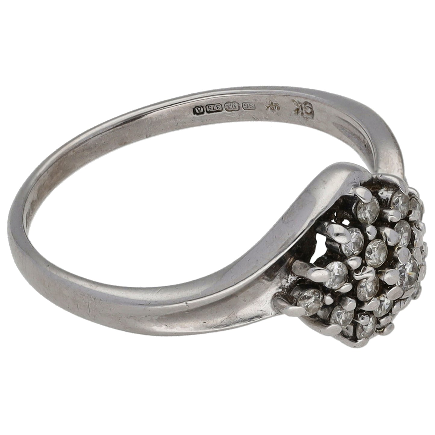 9ct White Gold 0.25ct Diamond Cluster Ring Size N