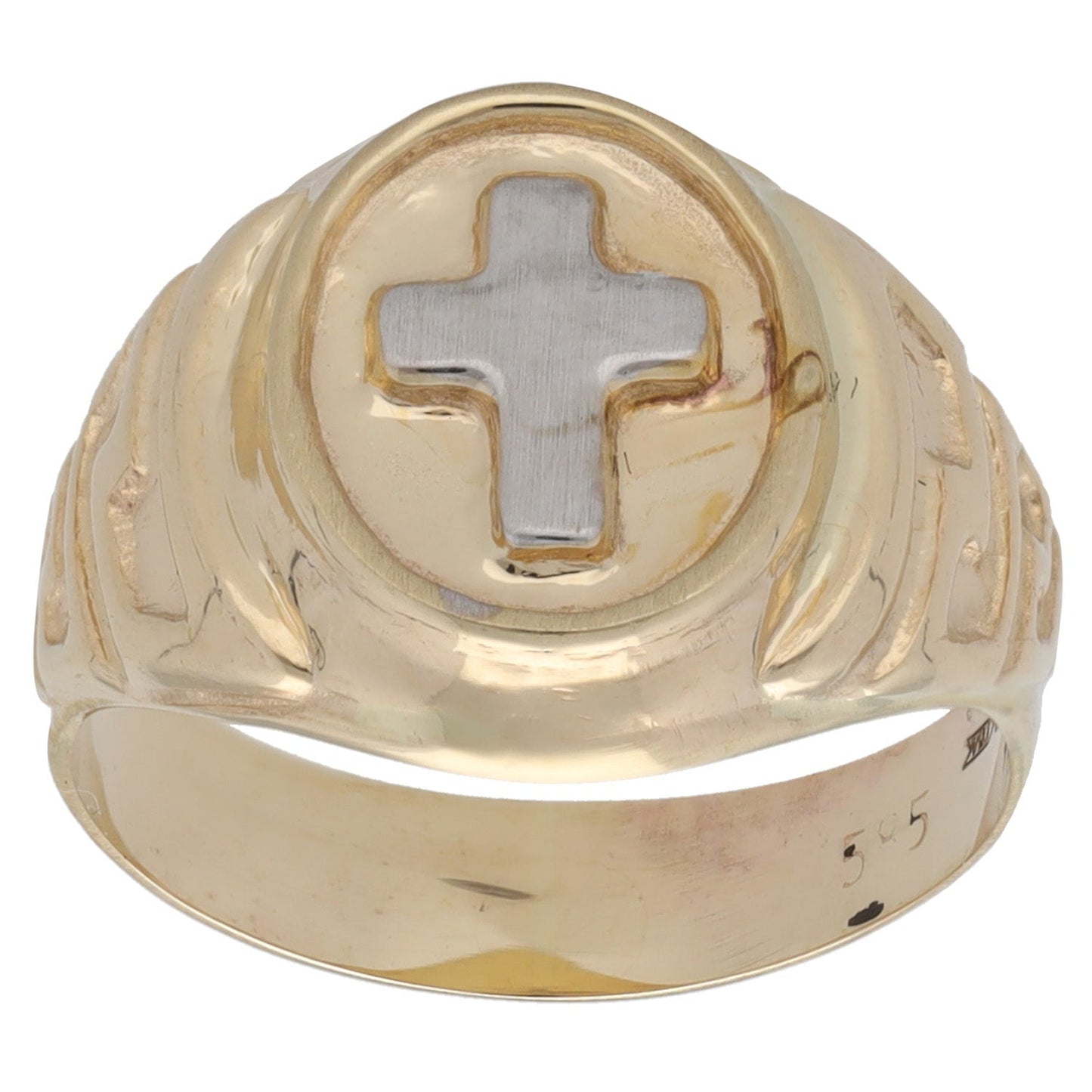 New 14ct Bi-Colour Gold Kids Cross Ring