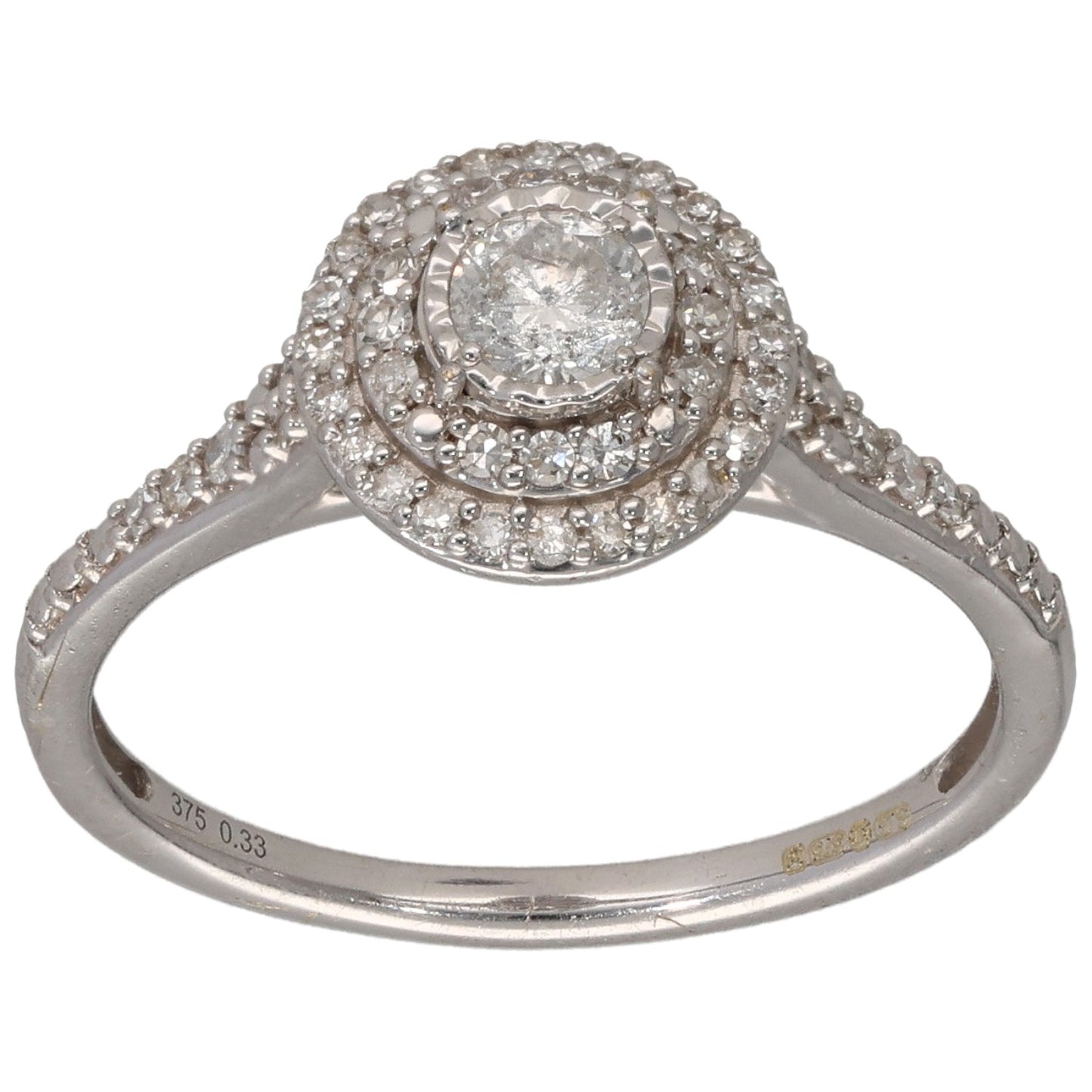 9ct White Gold 0.33ct Diamond Halo Ring Size M