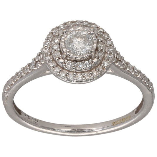 9ct White Gold 0.33ct Diamond Halo Ring Size M
