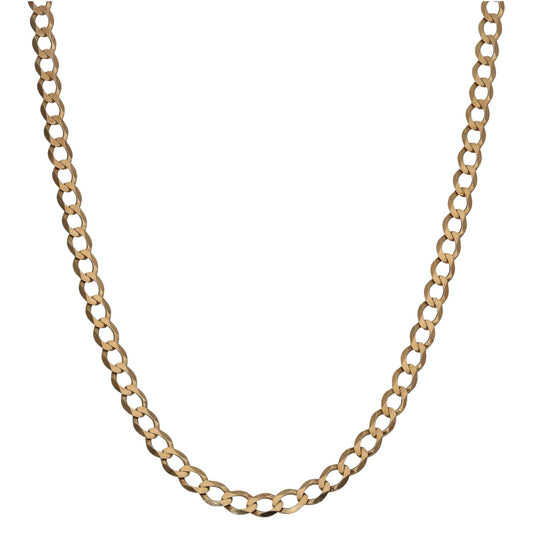 9ct gold curb chain necklace with interlocking links, 18-inch length