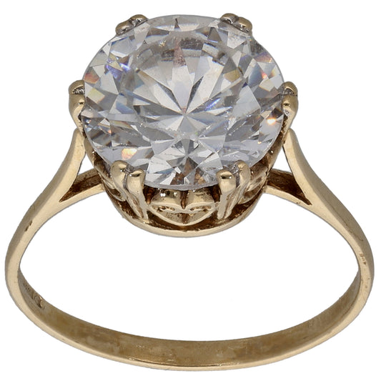 9ct Gold Cubic Zirconia Single Stone Ring Size N