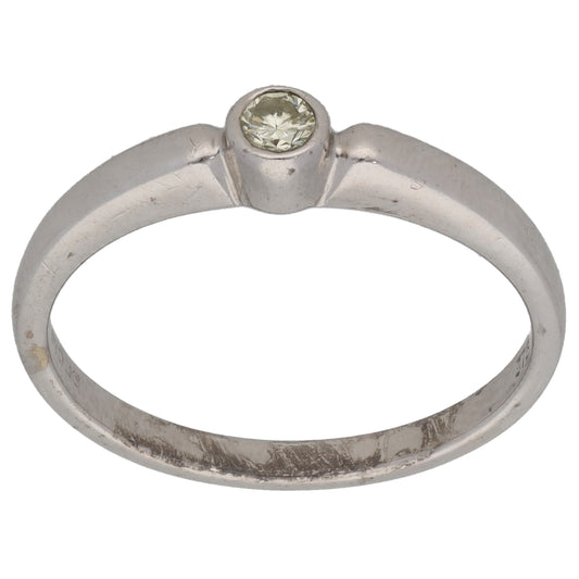 9ct White Gold 0.10ct Diamond Solitaire Ring Size N
