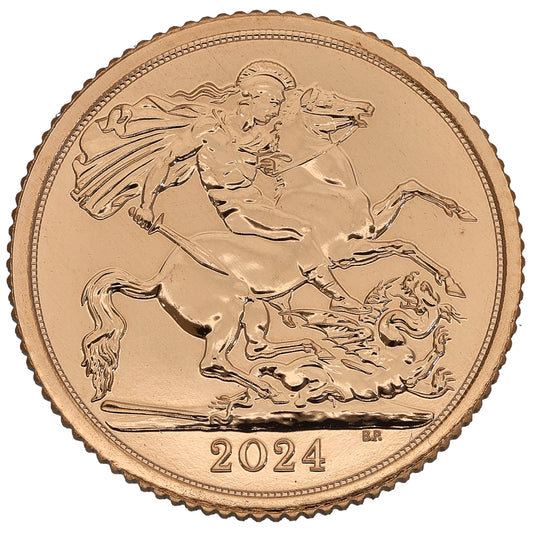 22ct Gold King Charles III Half Sovereign Coin 2024