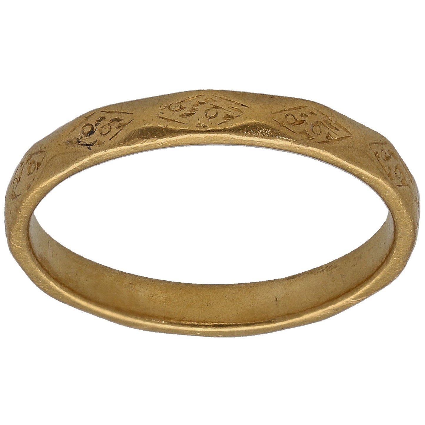 22ct Gold Patterned Wedding Ring Size K