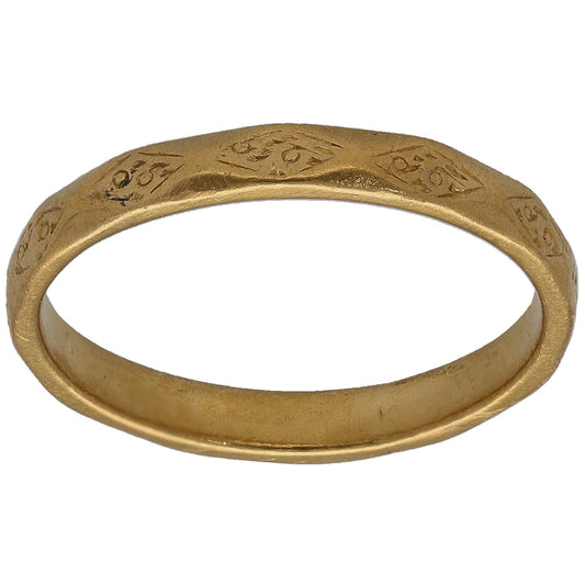 22ct Gold Patterned Wedding Ring Size K