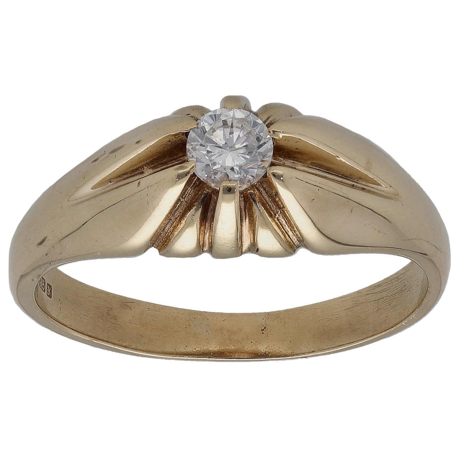 9ct Gold Cubic Zirconia Single Stone Ring Size T