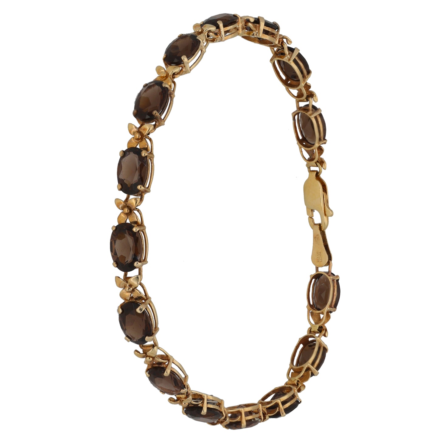 9ct Rose Gold Smoky Quartz Fancy Stone Set Bracelet