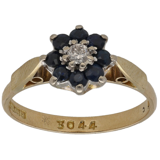 18ct Gold Sapphire & 0.05ct Diamond Dress/Cocktail Ring Size L