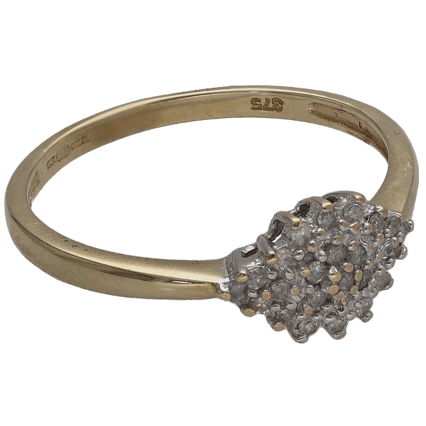 9ct Gold 0.15ct Diamond Cluster Ring Size N
