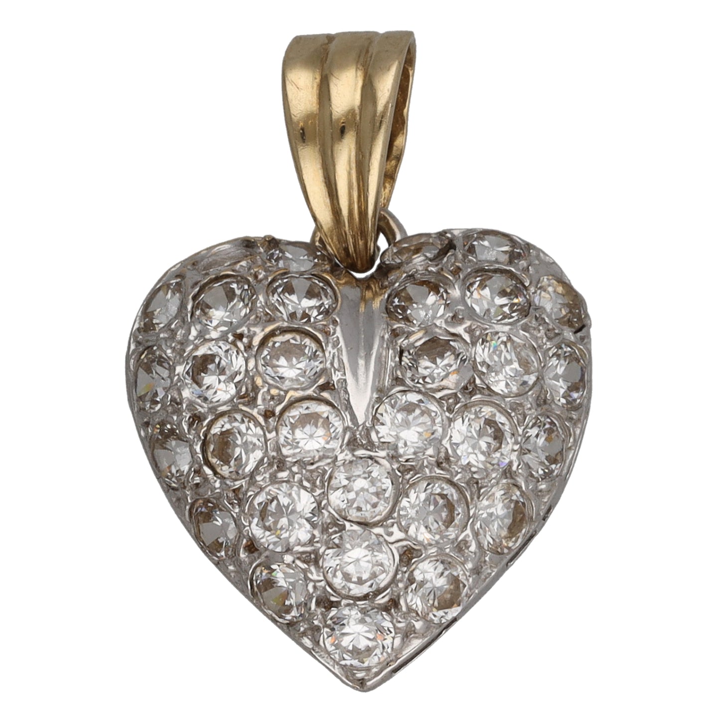 9ct Bicolour Gold Cubic Zirconia Heart Pendant