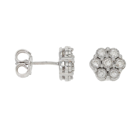 14ct White Gold 0.42ct Diamond Cluster Stud Earrings