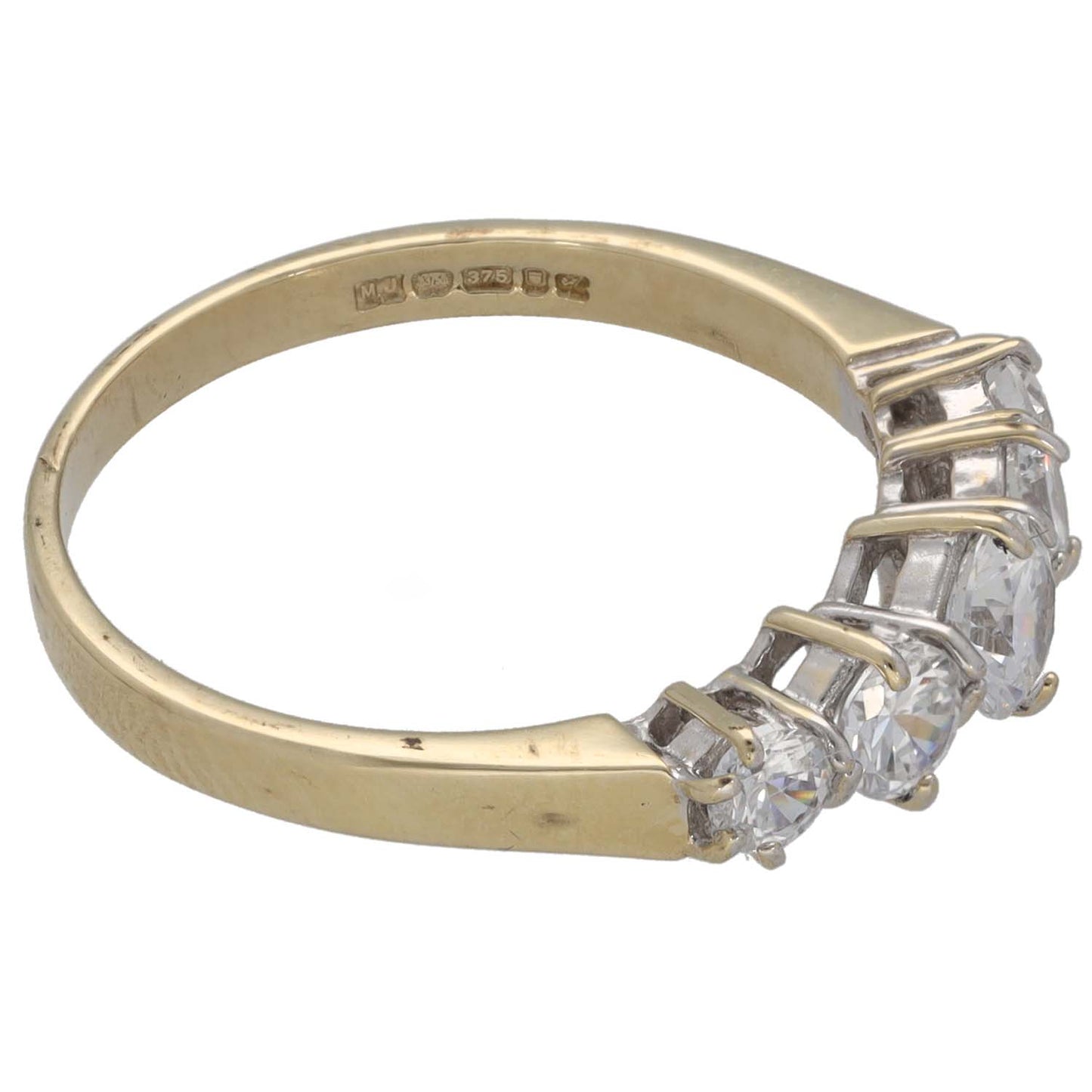 9ct Gold Cubic Zirconia Half Eternity Ring Size P