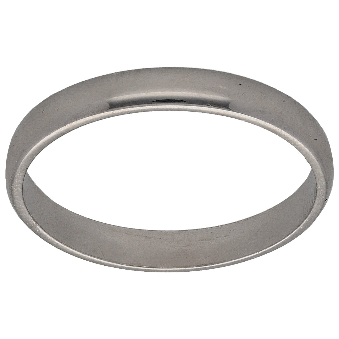 Plain 9ct white gold wedding ring, smooth polished band