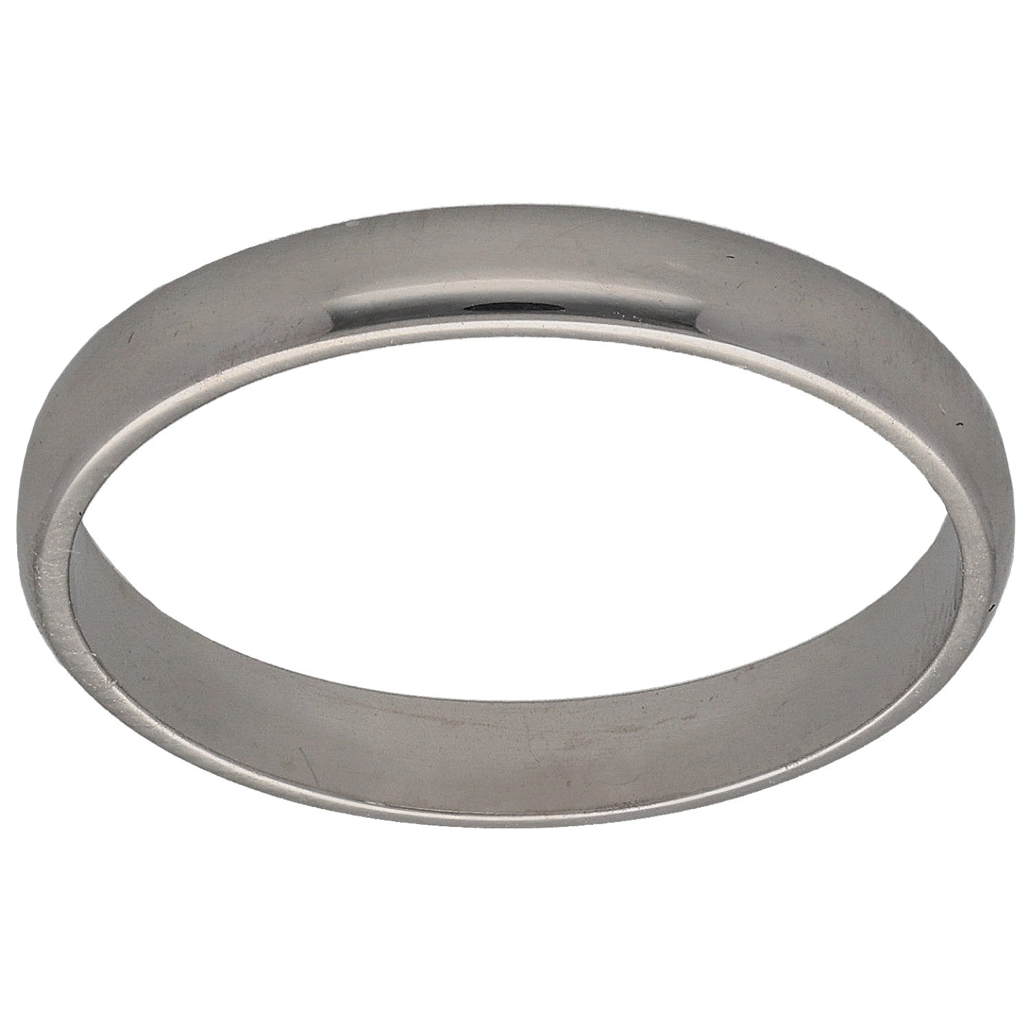 Plain 9ct white gold wedding ring, smooth polished band