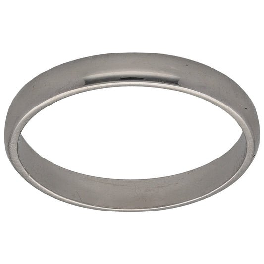 Plain 9ct white gold wedding ring, smooth polished band