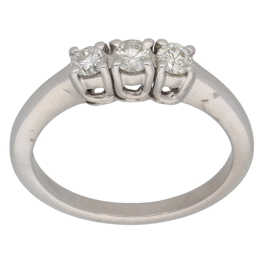 18ct White Gold 0.33ct Diamond Trilogy Ring Size M