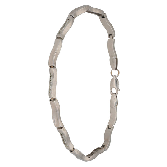 9ct White Gold Cubic Zirconia Fancy Stone Set Bracelet