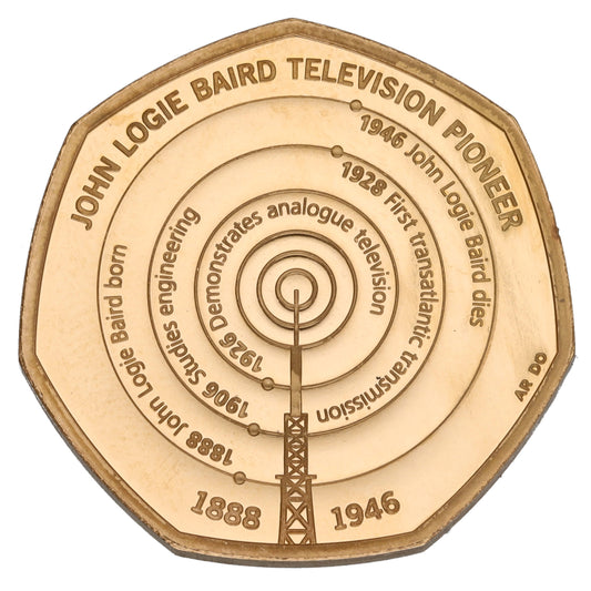 22ct Gold John Logie Baird Television Pioneer 50 Pence Coin 2021