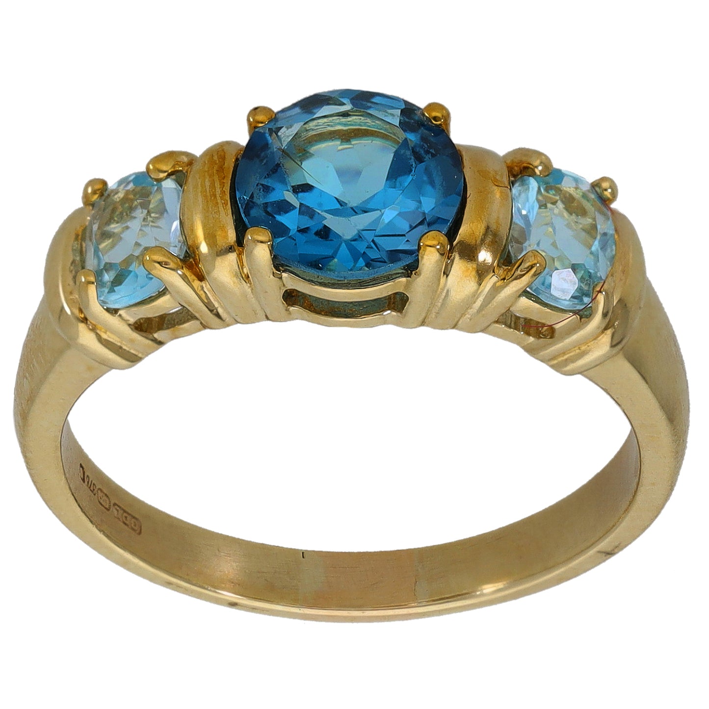 9ct Gold Topaz Trilogy Ring Size Q