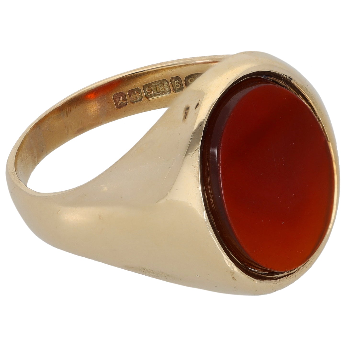 9ct Gold Carnelian Signet Ring Size W