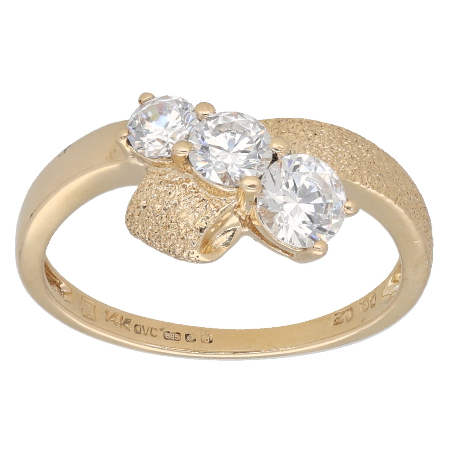 14ct Gold Cubic Zirconia Trilogy Ring Size M