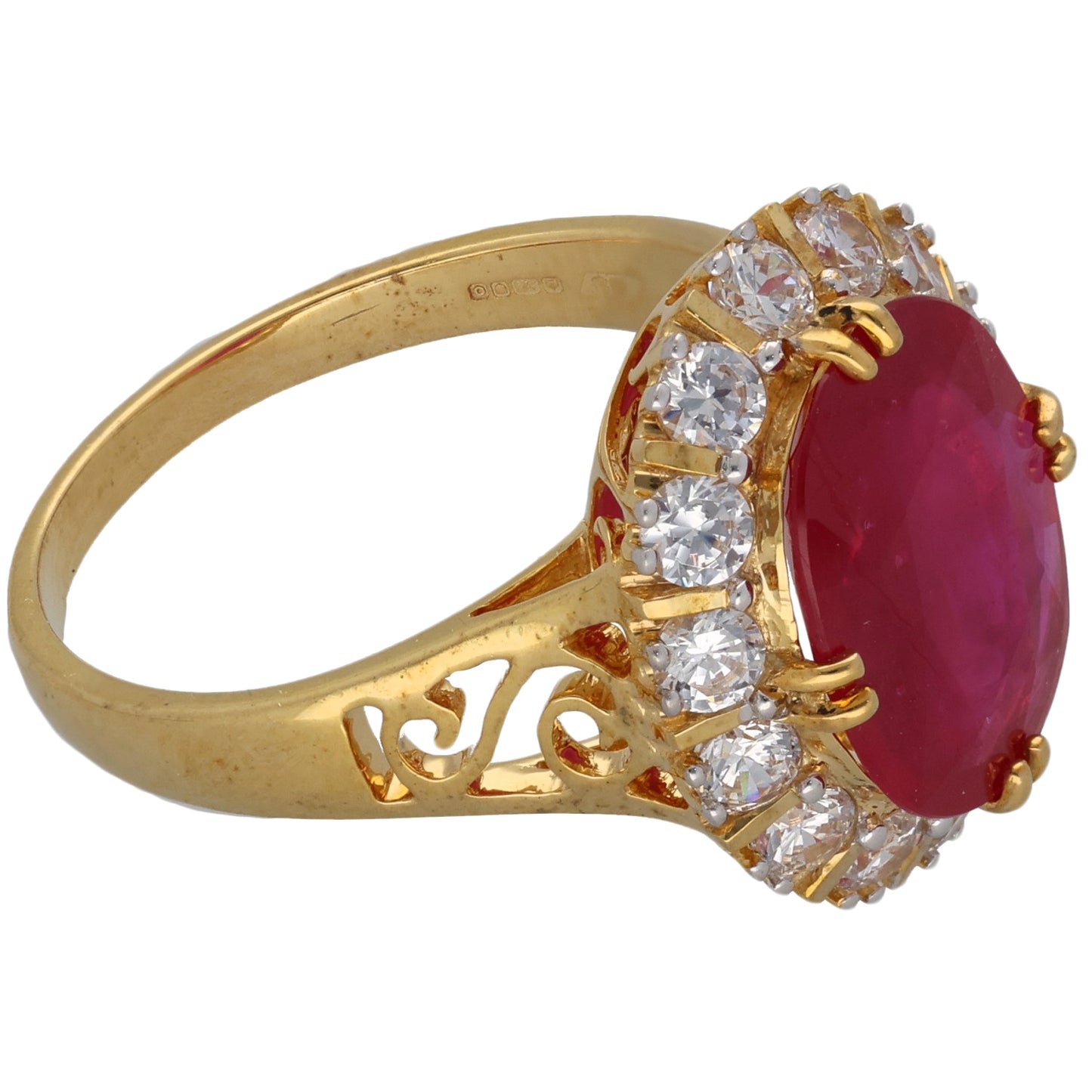 9ct Gold Ruby & Cubic Zirconia Dress/Cocktail Ring Size R