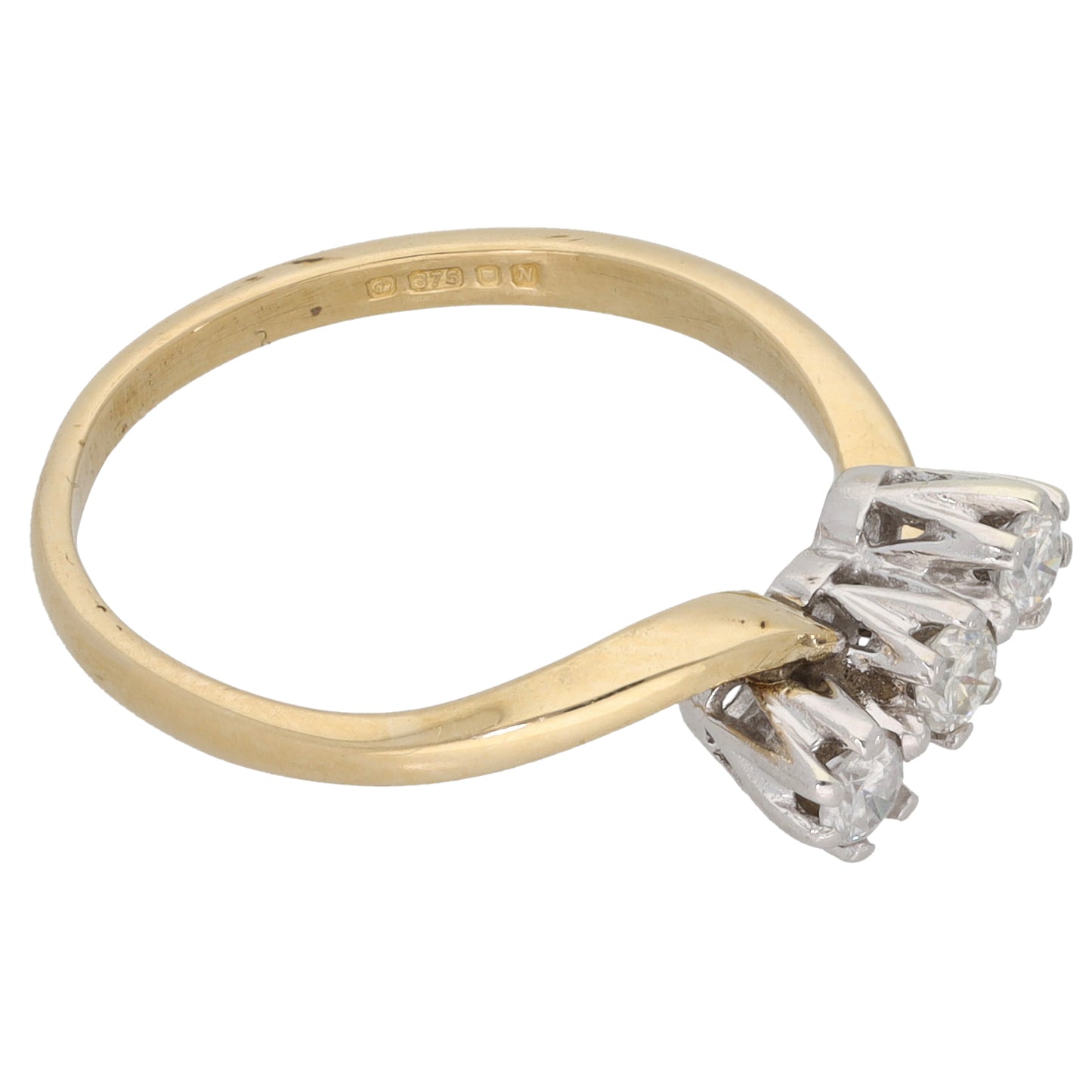 9ct Gold 0.15ct Diamond Trilogy Ring Size N