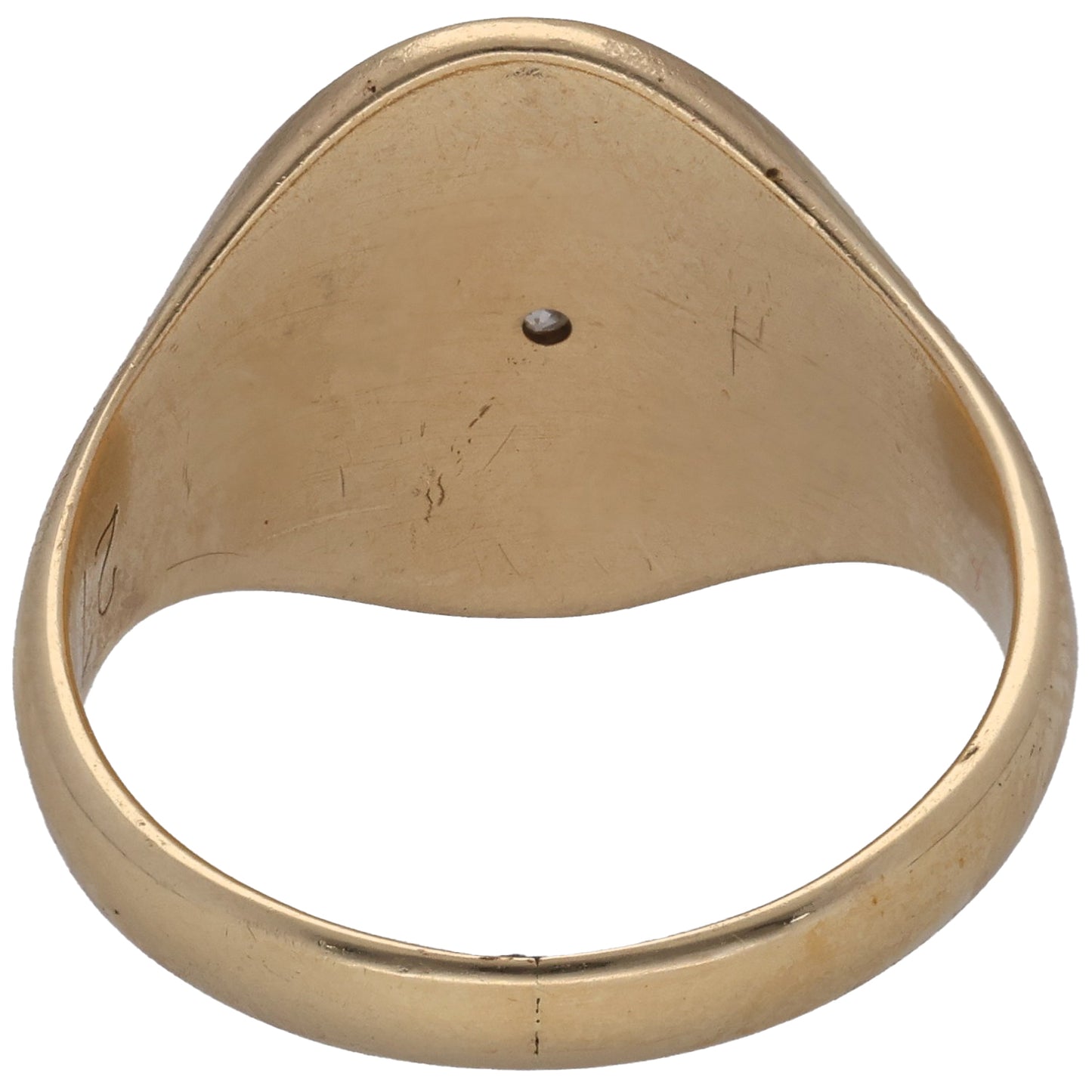 9ct Gold 0.02ct Diamond Patterned Single Stone Signet Ring Size O