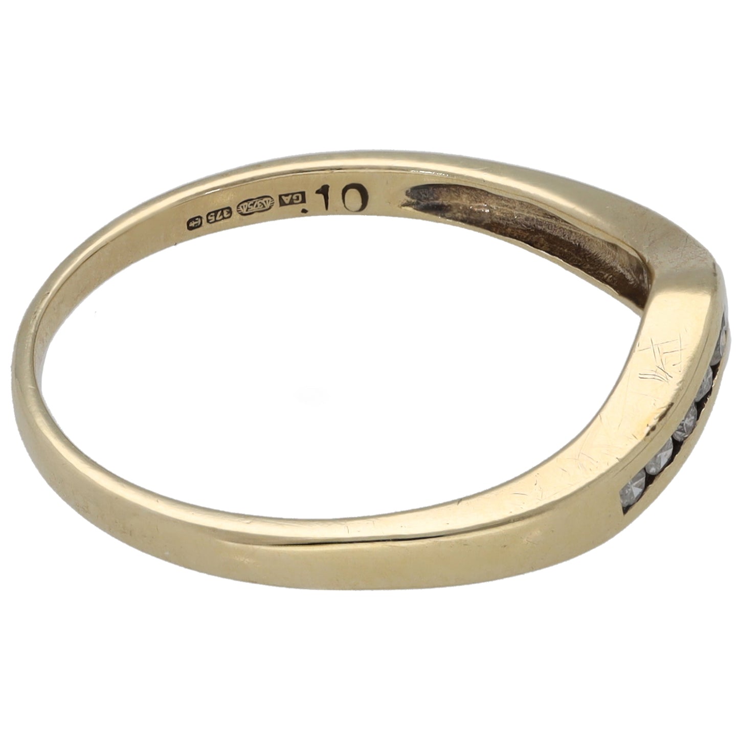 9ct Gold 0.10ct Diamond Wishbone Ring Size O