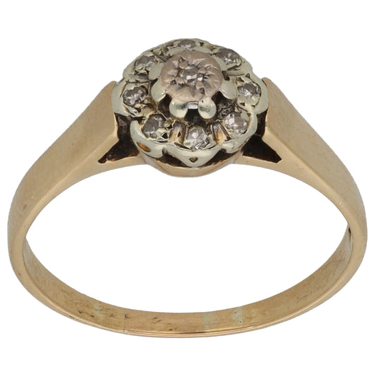 9ct Gold 0.045ct Diamond Cluster Ring Size R
