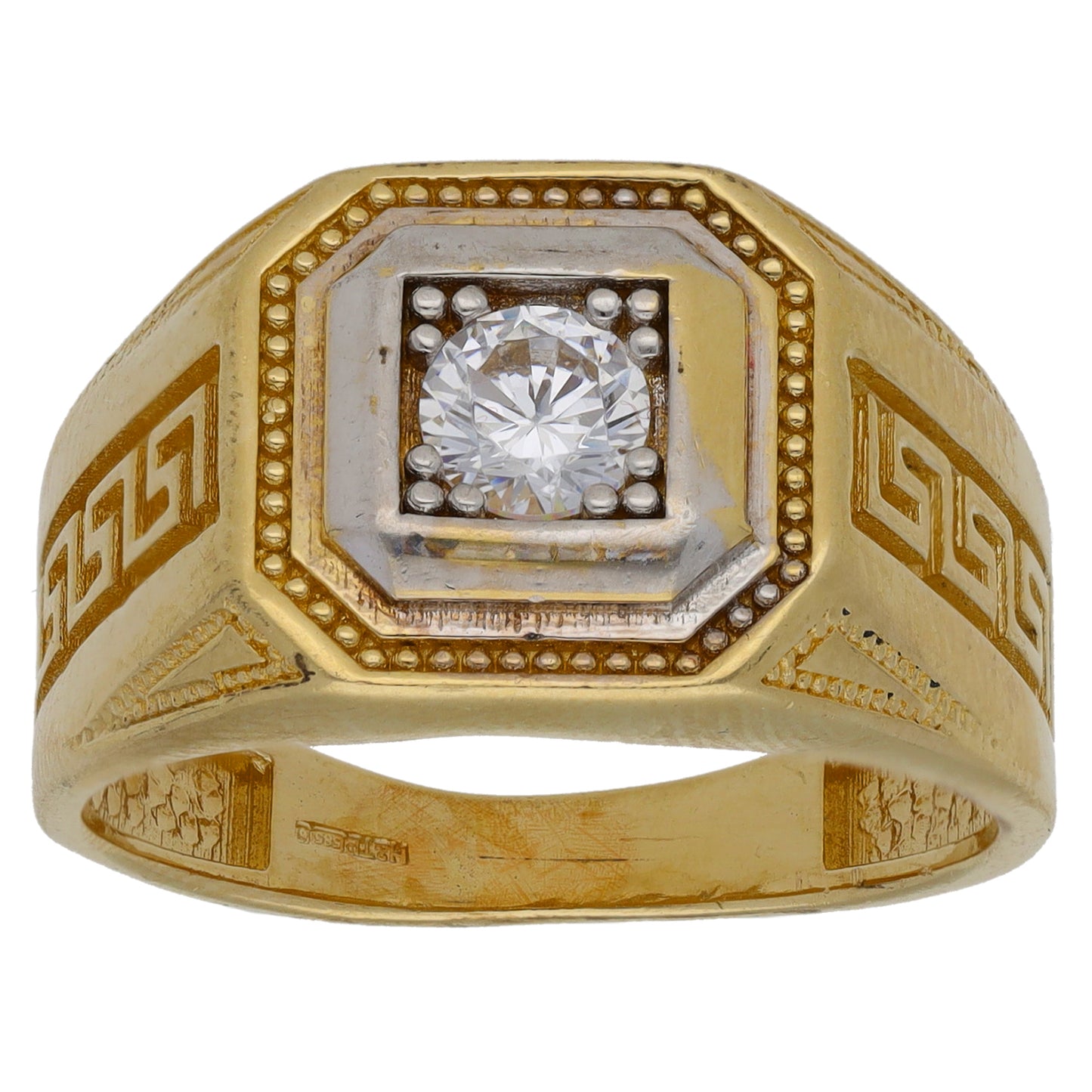 14ct Gold Cubic Zirconia Single Stone Ring Size T