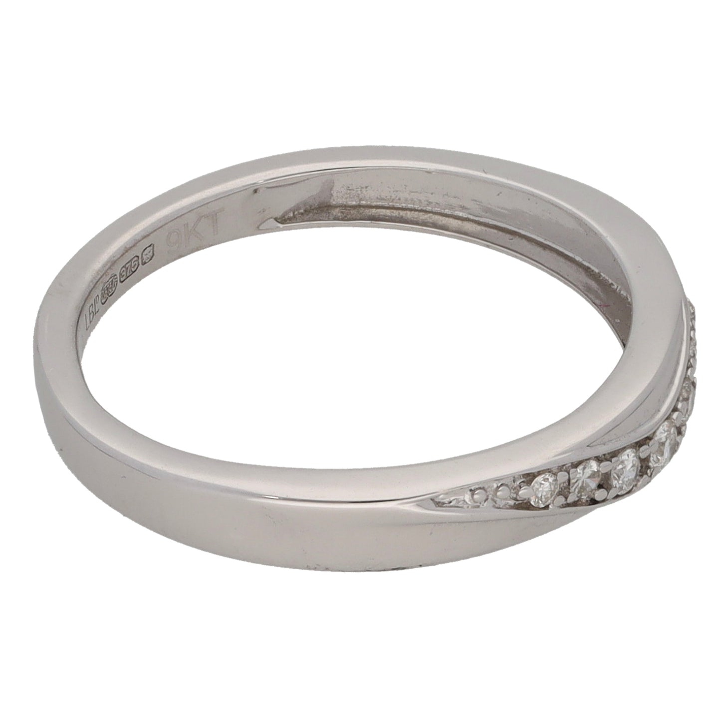 9ct White Gold 0.08ct Diamond Wishbone Ring Size K