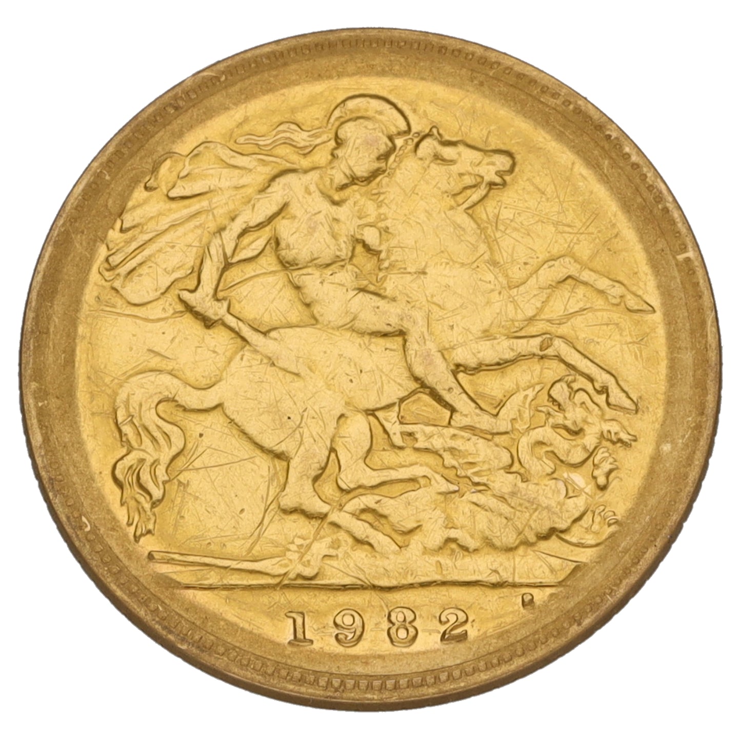 22ct Gold Queen Elizabeth II Half Sovereign Coin 1982