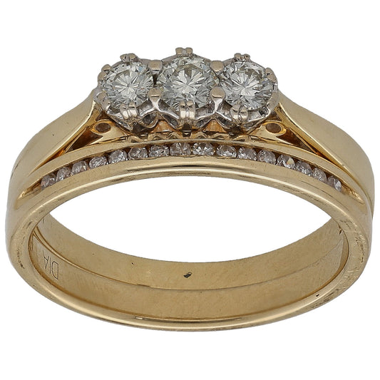 18ct Gold 0.41ct Diamond Ring Set Size L