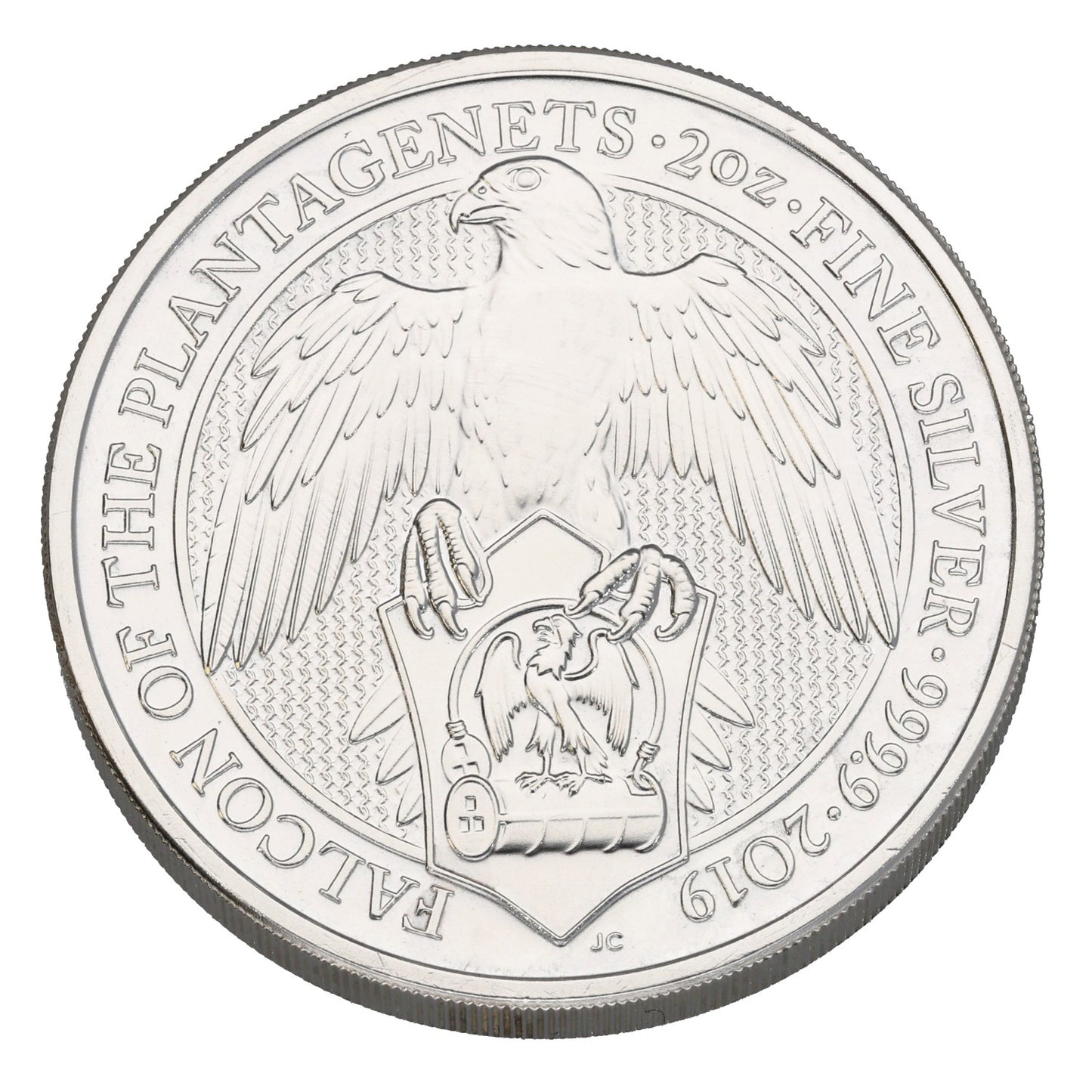 Fine Silver Falcon Of The Plantagenets 2 OZ Coin 2019