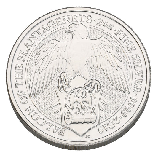 Fine Silver Falcon Of The Plantagenets 2 OZ Coin 2019