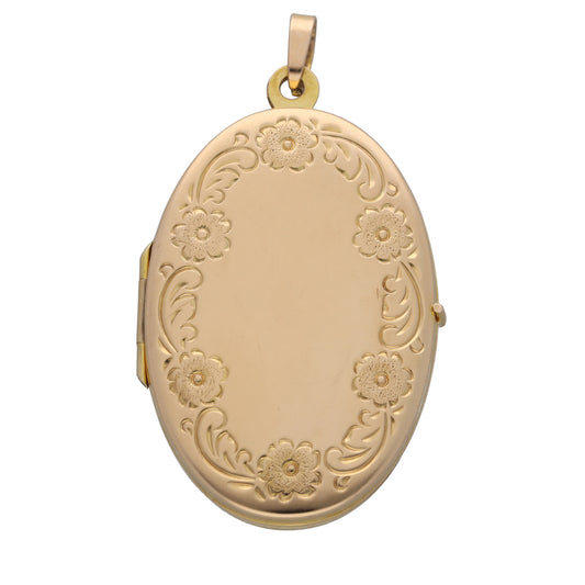 9ct Gold Patterned Locket Pendant